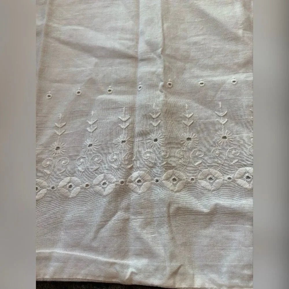 Vintage Baby Crib Pillow Case White Embroidered Cotton 12 X 16”